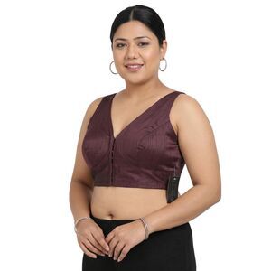 Maroon Sleeveless V-Neck Saree Blouse FIGURE'S DESIGNER